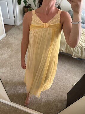 Vintage Saks Fifth Avenue Orange Sherbet Sheer Chiffon Nightgown